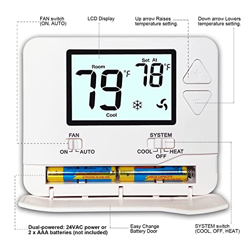 Non-Programmable Thermostats For Home 1 Heat/ 1 Cool, With 4.5 Sq. Inch Display #TOP2