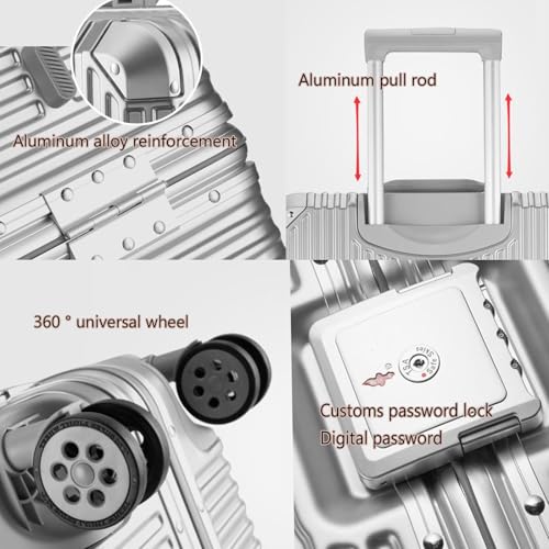 Lightweight Carry on Suitcase Aluminium Frame,ABS+PC Hard Shell Carry on Zipperless Luggage TSA Combination Lock Digital Password,Titanium Gold,24in2