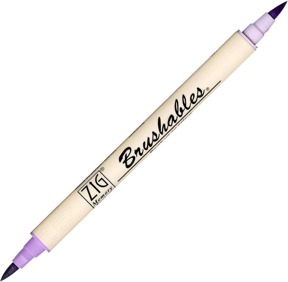 Zig Kuretake Brushables 081 Hyacinth Two Twin Brush Tips Waterproof Archival Quality Ideal for Illustration Lettering Drawing for Professional Artists & Hobbyists etc. Made in Japan