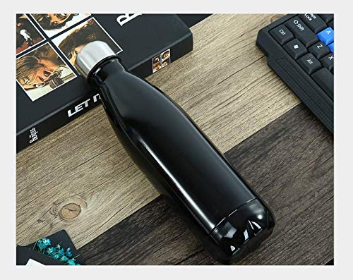 Local Makes A Comeback - Botella de agua Modern Wave, 500 ml, Negra, Acero inoxidable con aislamiento de doble pared