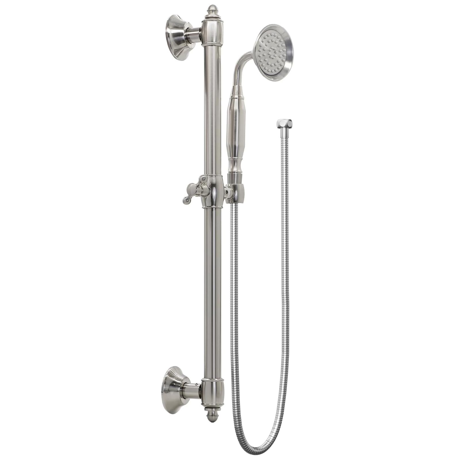 Barre coulissante de douche en laiton douchette main flexible 150 cm nickel brossé