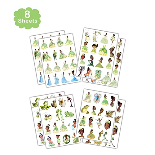 8 Sheets Princess Tiana Temporary Tattoos For Girls, Princess And The Frog Toys Party Favors For Baby Shower Birthday Party Decorations Supplies #TOP3
