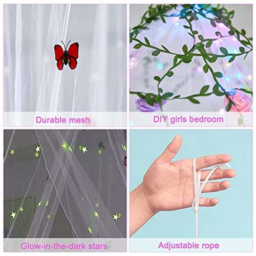 Image of FIOBEE Bed Canopy for Girls Room with LED Light Kids Toddler Bedroom Decor