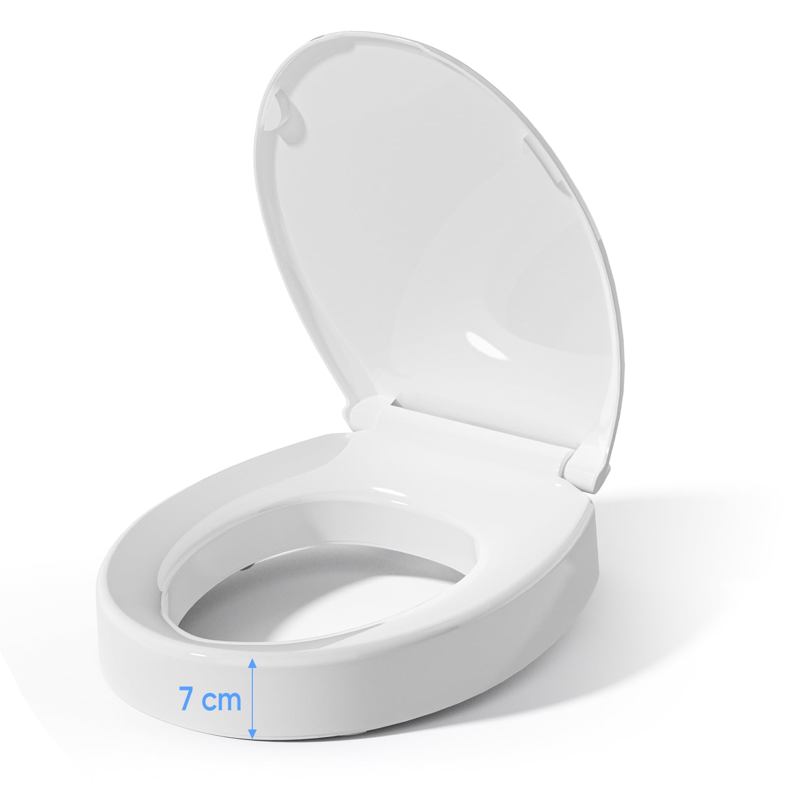 SAMODRA Toilettensitzerhöhung mit Absenkautomatik, oval, Schnellverschluss für einfaches Anbringen und Reinigen, erhöhter Toilettensitz für ältere Menschen, Behinderte und nach Operationen