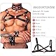 Herren Punk Body Brust Harness Männer Leder Geschirr mit Handschellen & SM Choker Halsband,Gothic Männer Nachtshow Kostüme Herren Sexy Sklave Clubwear,BDSM Fesseln Sexspielzeug für Paare Extrem Sex