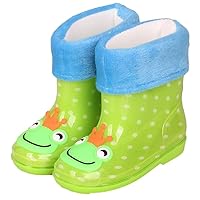 Hixingo Waterproof Lightweight Toddler Rain Boots, Removable Fleece for Winter Toddler Wellies Kids Boys Girls,Welly Boots for Little Kids Unisex Rubber Outdoors Rain Shoes (Green frog,7)