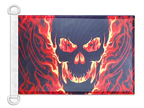 AZ FLAG Skull with Fire Nautical Flag 18'' x 12'', pirate flags 30 x 45 cm, Banner 12x18 in for boat — image 1