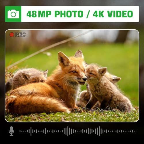 Coolifepro Wildkamera, 4K Video Wildtierkamera, 48MP Wildtierkamera mit Nachtsicht Bewegungsmelder, 35m Erfassungsbereich, IP66 Wasserdicht & 32GB SD Karte für Tierbeobachtung Sicherheitsüberwachung