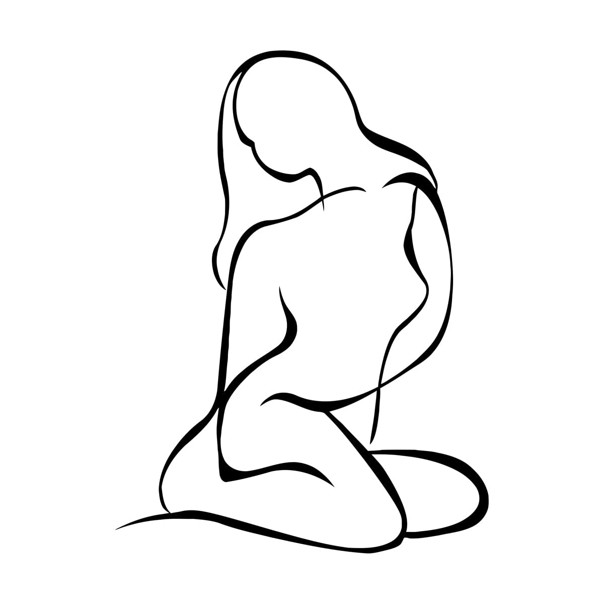 Wall Decals Paster Paper Abstract Beauty Naked Girl Simple Woman Silhouette Female Portrait 36x48.8cm Can Modify and add Information Small Black