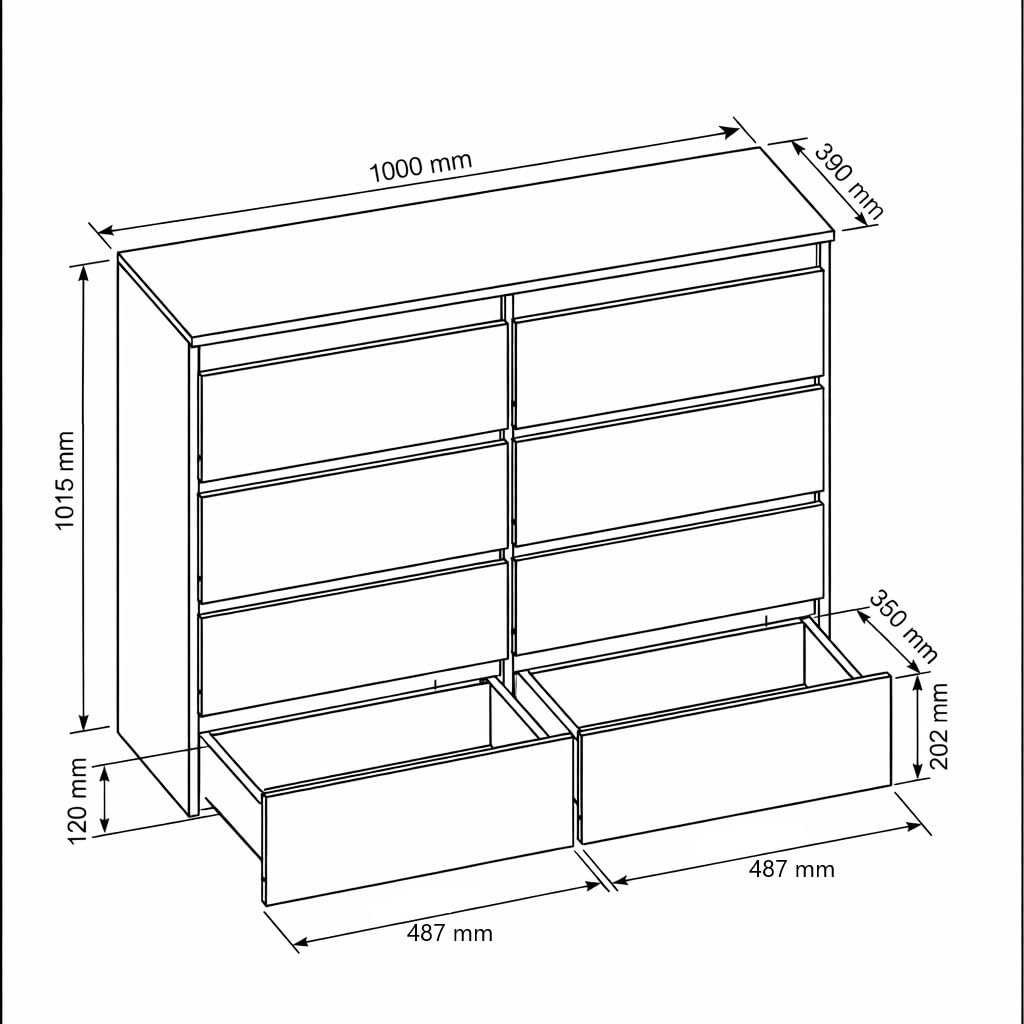 meble masztalerz Commode Chambre avec 8 Tiroirs - Meuble de Rangement pour Salon et Entrée Couloir - Spacieuse et Design - Blanche - 100 x 39 x 101,5cm