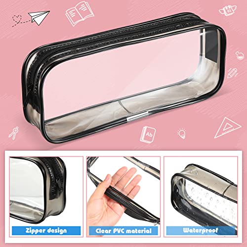 Image of Sepamoon 30 Pcs Clear Pencil Pouches with Zipper, Multipurpose Pencil Cases Bulk, Waterproof Cosmetic Bags for School Supplies, Markers, Makeup Brushes, Travel Toiletries & Daily Organization(Black)