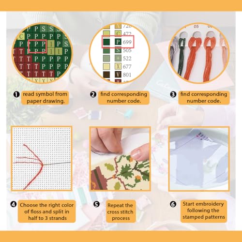 Image of FREEBLOSS 11CT Cross Stitch Kit Stamped Cross Stitch Craft Kit with Stitching Guide for Beginners Folk Painting Embroidery Set Crossstitch Wall Hanging Set 13.8x19.7inch