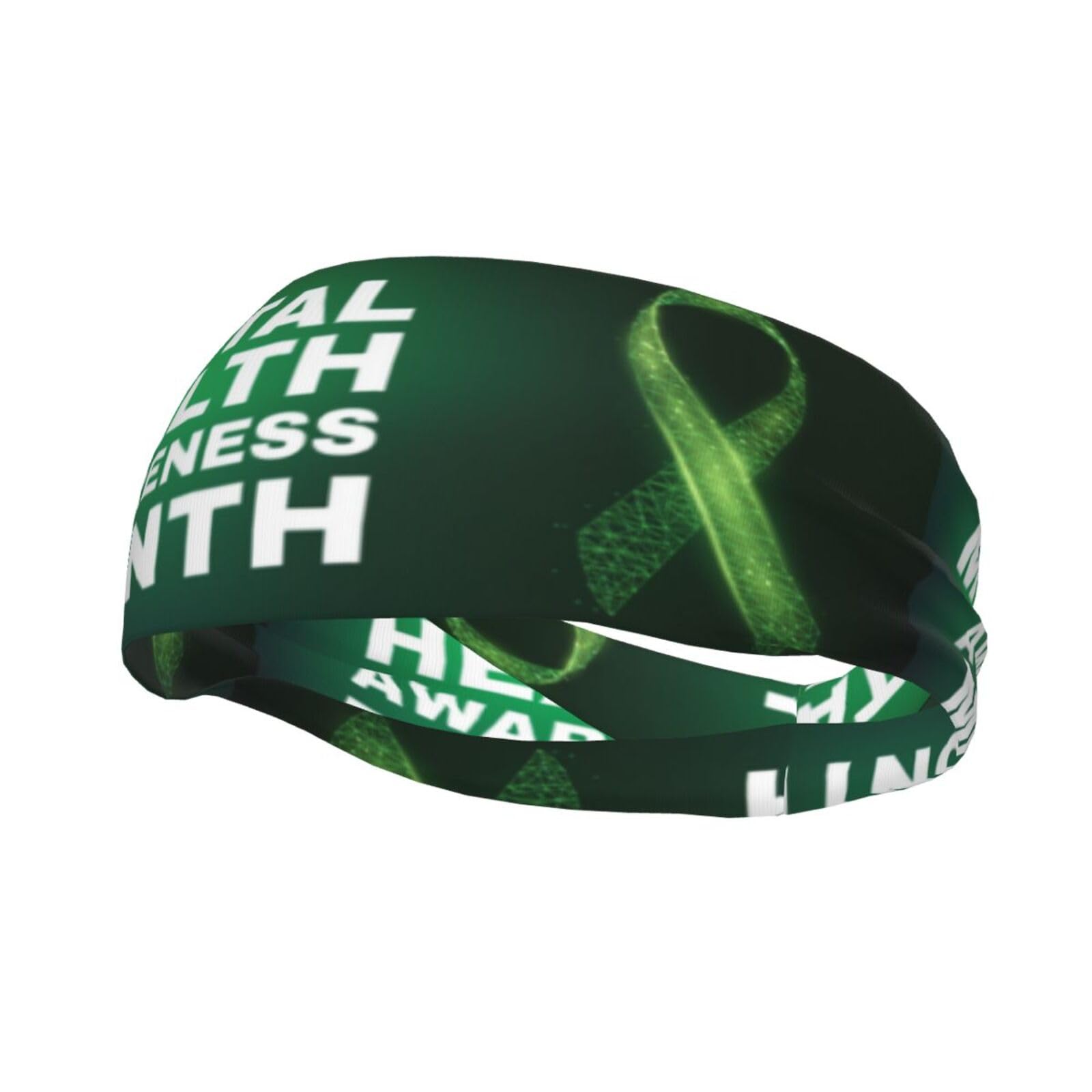 In May We Wear Green Mental Health Awareness Month Headbands Sports Sweatband Athletic Exercise Bands Turban Hair Head For Men Women Yoga Fitness
