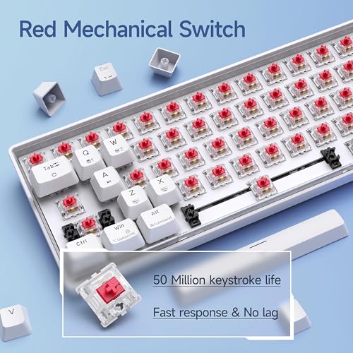 KEMOVE 60% Mechanical Keyboard, K61SE Wired Gaming Keyboard with Red Switches, Anti-Ghosting PBT-Tastenkappen LED Backlit Ultra-Compact 61 Keys Mini Keyboard, QWERTY US Layout(Weiß) – Bild 3
