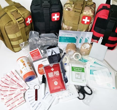 IFAK Trauma kit with Tourniquet | Israeli bandage | Splint | Compressed gauze | bleeding control bandages for Tactical First Aid Kit camping, hunting, hiking (Black)