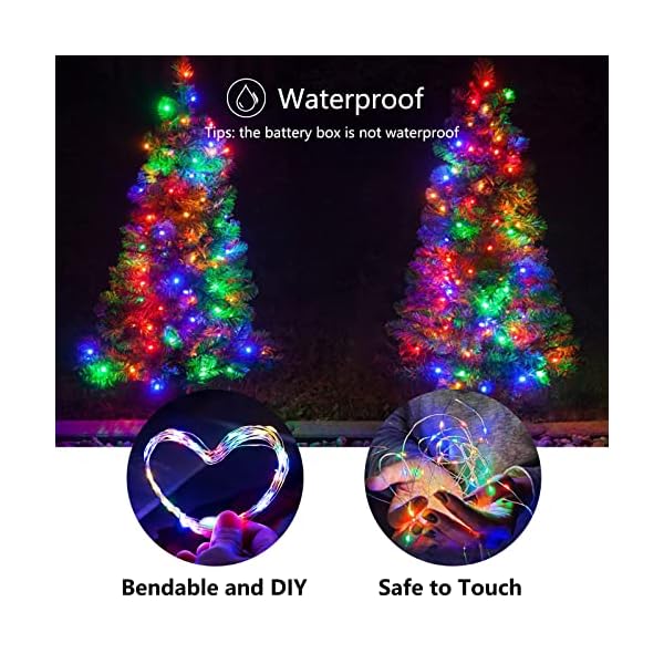 Minetom fairy lights battery operated, 5 pack 7 ft 20 led string lights with timer, waterproof silver wire fairy lights for bedroom christmas home party wedding decorations - image 6