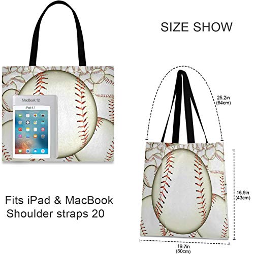 visesunny Women's Large Canvas Tote Shoulder Bag Baseball Top Storage Handle Shopping Bag Casual Reusable Tote Bag for Beach,Travel,Groceries,Books2