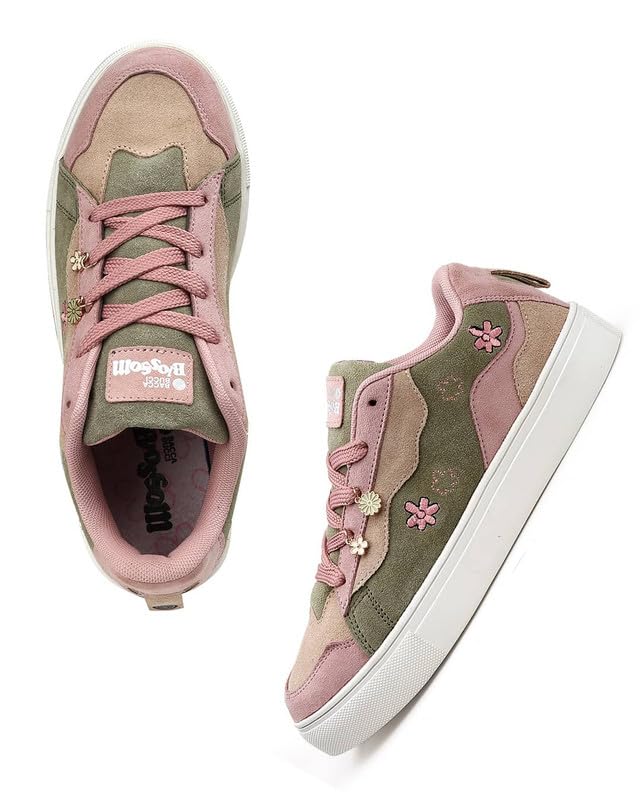 Image of Bacca Bucci Blossom Women's Sneakers - Genuine Leather Casual Shoes with Floral Accents & Metal Lace Charms | High-Energy Colorways | All-Season Comfort & Style