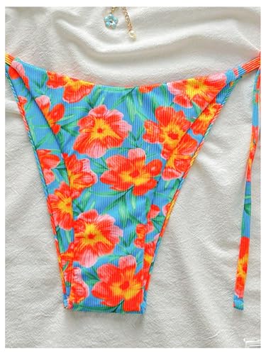 Women's 2 Piece Bikini Sets Floral Boho Halter Triangle Swimsuits Tie Side String Bathing Suit4