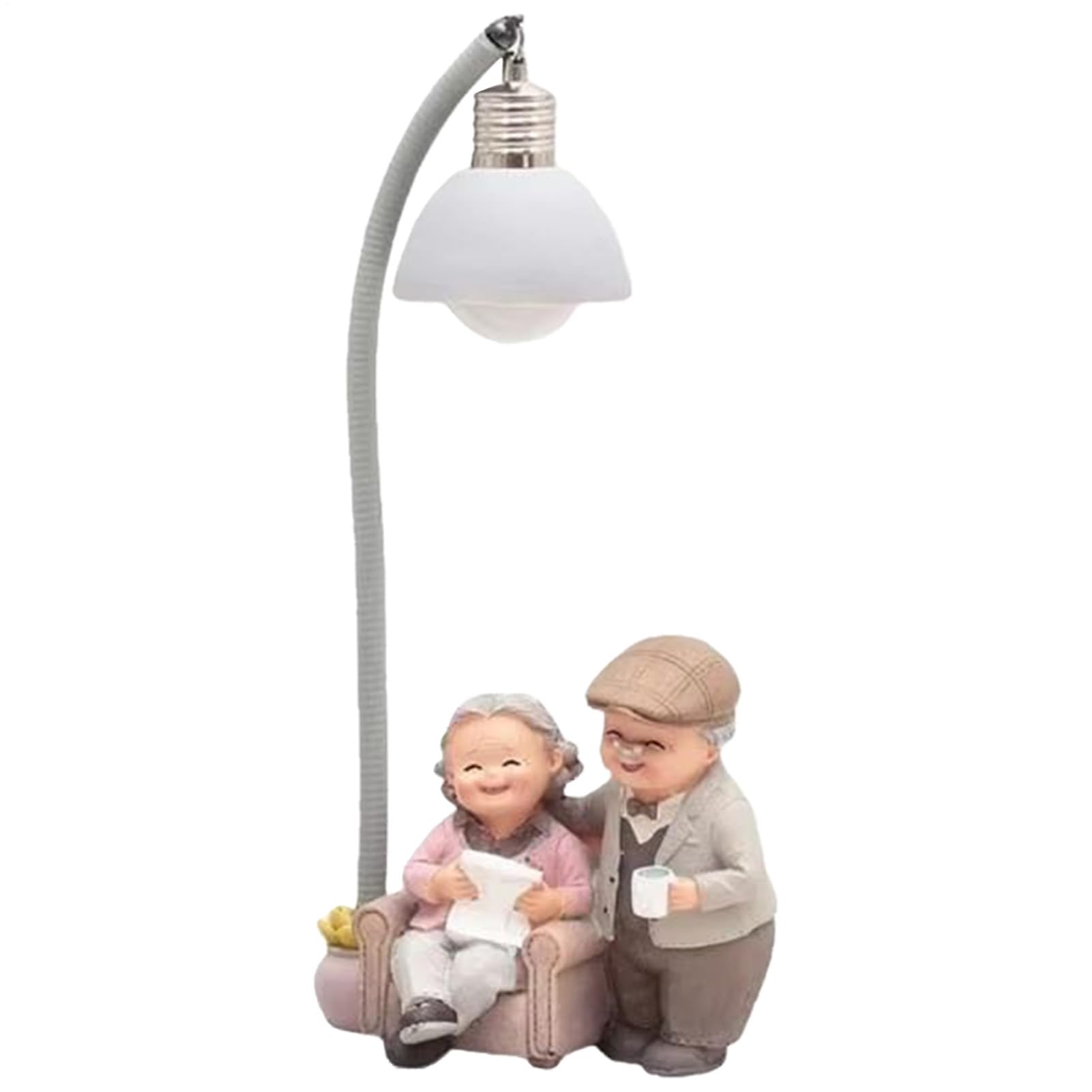 Scène de câlin de chat réconfortante figurine couple de personnes âgées