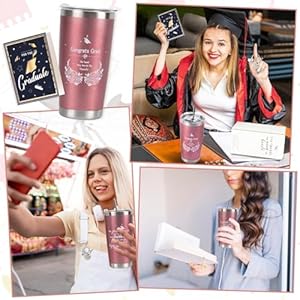 2025 graduation gift for her tumbler 20 oz rose gold wine tumbler cup with lidstrawbrush keychain and card set with gift box for nursing high school college female graduates  urban country home decor