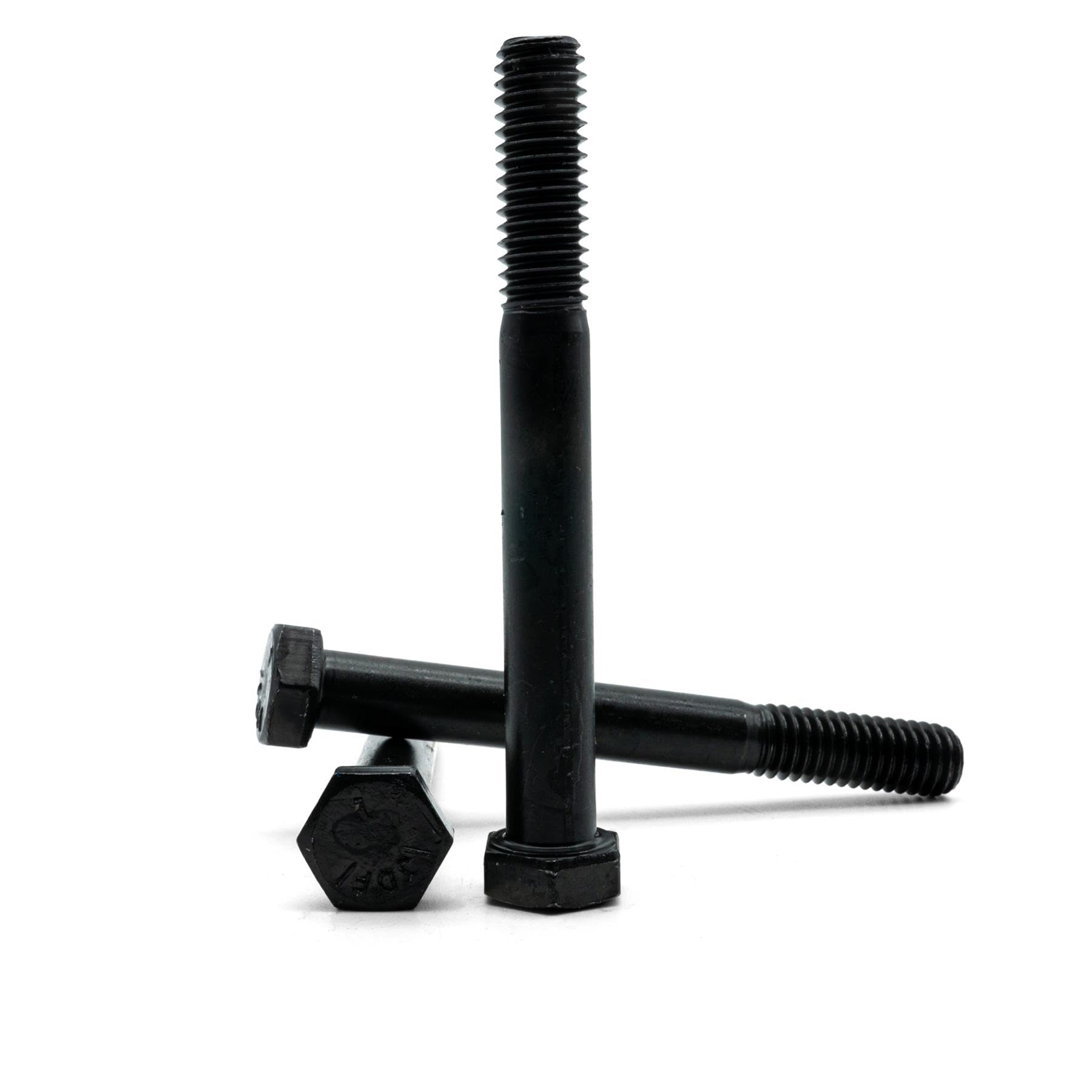 Hippo Hardware (1/2" X 8" - 13 TPI) UNC High Tensile Steel Black Plain Self Colour Imperial Hex Hexagon Bolts (Pack of 10)