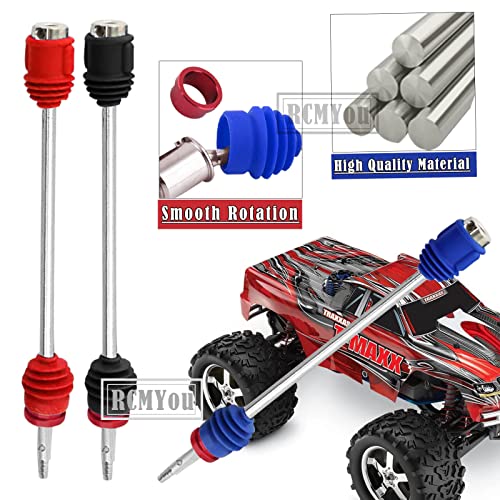 Rcmyou Rc Upgrades Part For 1/10 T-Maxx/Revo/E-Maxx(First Generation),Drive Shaft Axles Front Rear #45 Steel Driveshafts Cvd Upgrades Parts Hop-Up,Replace #5451R,4-Pack,Black (More Powerful) #TOP3