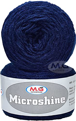 Image of M.G Microshine Navy (400 gm) Wool Hank Hand Knitting Wool /Art Craft Soft Fingering Crochet Hook Yarn, Needle Knitting Yarn Thread dye OA