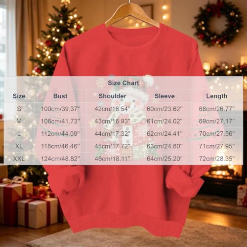 Aymnlox Womens Christmas Snowman Sweatshirt Festive Graphic Crewneck Long Sleeve Pullover Holiday Winter Funny Cute Top ugly christmas sweatshirt women funny Red S - image 4