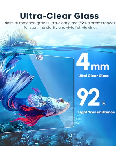 Image of Desktop Small Aquarium Set Glass Fish Tank 1.25 Gallon, with Water Pump Filter Bright LED Light Gravel Cleaning Tool, Starter Kit Small Space Easy Setup Space-Saving Design Betta Shrimp