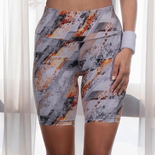 Image of SOIE Women Polyester Blend Sports Shorts High Waist Knee Length with Side Pocket Quick Dry Squat Proof Athleisure Shorts for Workout