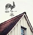 CLYB Metal Rooster Weathervane Roof Mount Weather Vane Stainless Steel Big Tail Rooster Wind Vane Outdoor Garden Decor for Shed,Patio,Lawn,Country Cottage,Farm