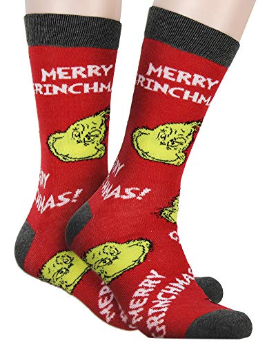 Bioworld Meias de cano médio para adultos Dr Seuss GRINCH Merry Grinchmas, 3 pares, Multi, Tamanho Ú