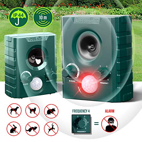 VOSS.sonic 1000 - Ahuyentador por ultrasonido y alarma para animales (1000 unidades, 2 unidades)