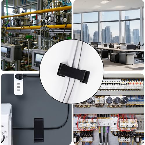 30 piezas de clips auto adhesivos para gestión de cables, organizadores grandes de cable, clips para cables, sujetador de cables con adhesivo, múltiples cables para cable Ethernet, TV/PC bajo escritorio, hogar u oficina (Negro) miniatura 6