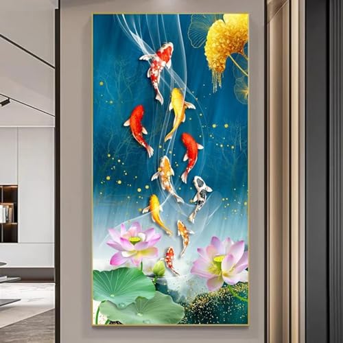 Toile carpe Koi style chinois 60x120cm pour réveiller un mur vide