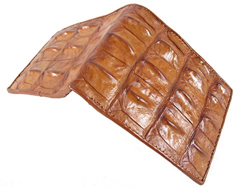 Genuine Crocodile Alligator Backbone Skin Leather Bifold Wallet ([B1] 6 Card Slots + 2 ID Windows + 2 Compartment for Bills, Tan Brown)4