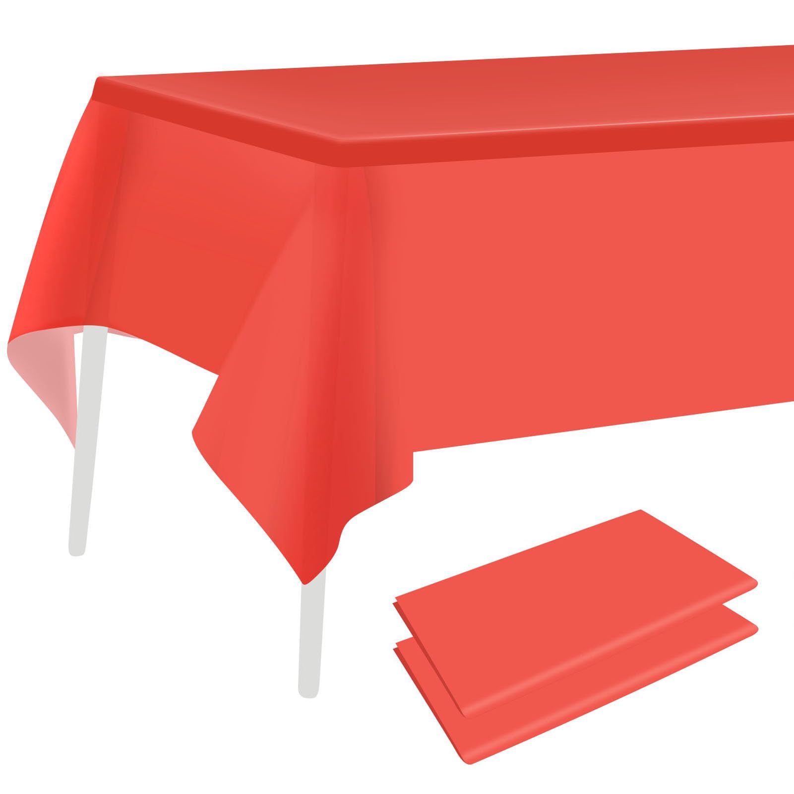 HXMJIED 2 Pcs Rectangle Red Table Cover, 137 x 274 cm Party Tablecloth, Wipeable Red Table Cover for Indoor or Outdoor use, Picnic Tablecloth, Birthday Party Decoration