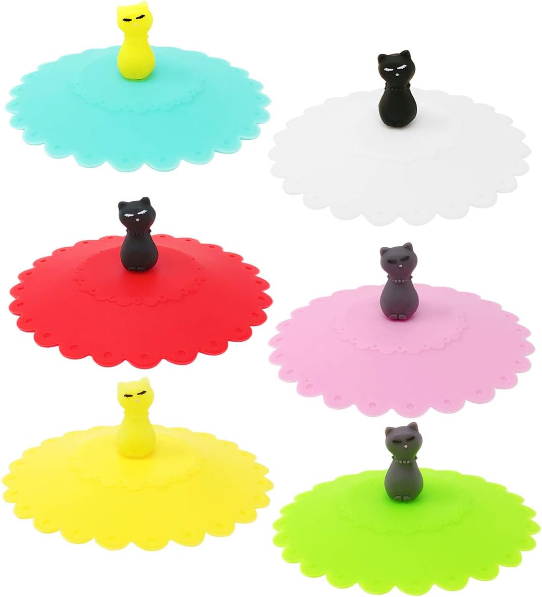 Wrapables® Cute Animal Silicon Cup Lids, Anti-Dust Airtight Mug Covers for Hot and Cold Beverages (Set of 6)