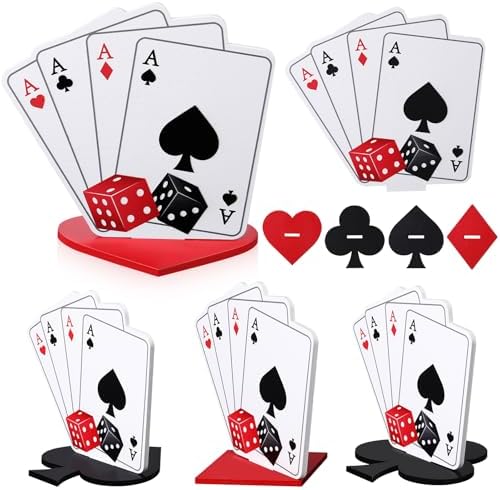 Chunful 4 Sets Casino Party Centerpieces Wooden Casino Theme Part...