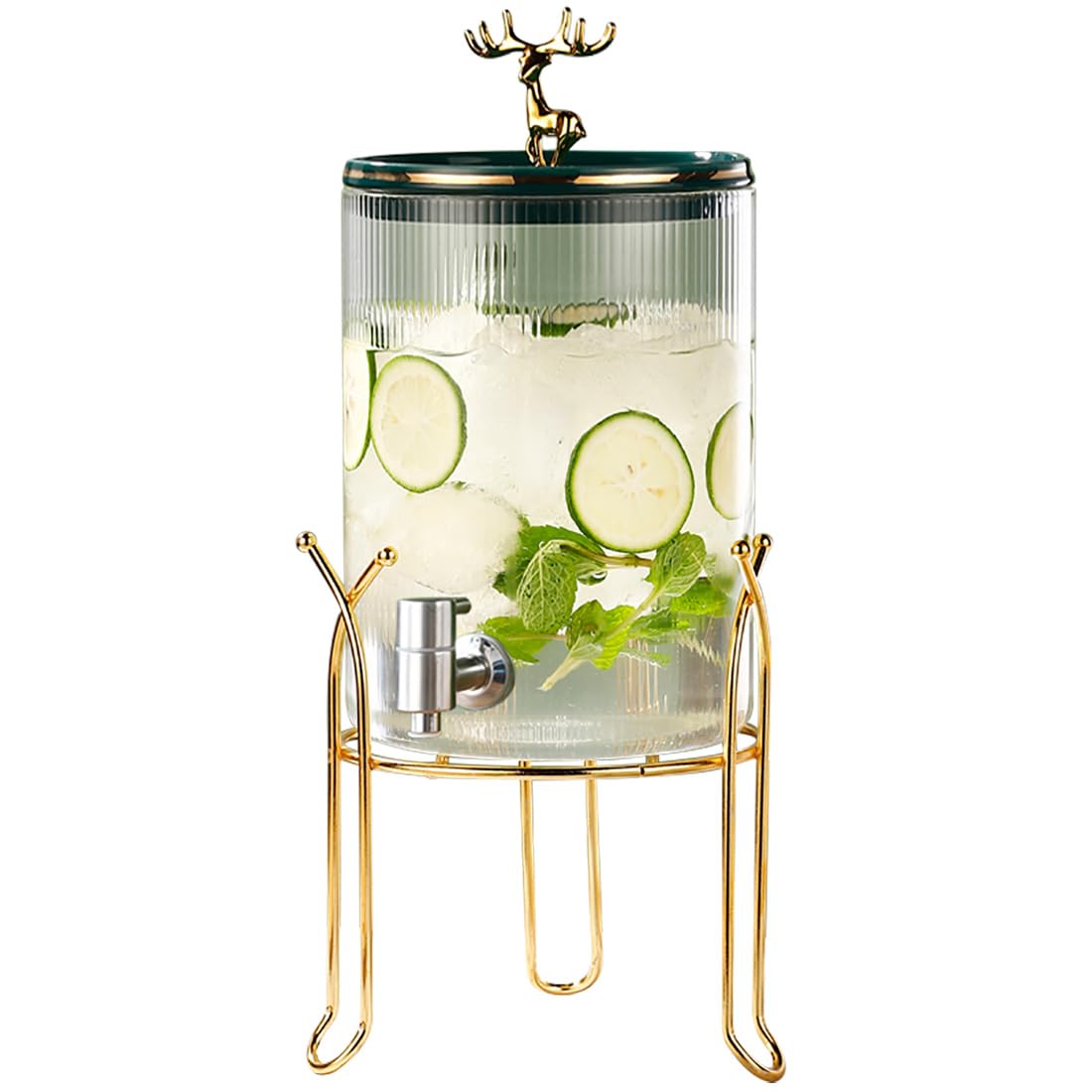 Dispensador de bebidas de 3 litros con tapa de vidrio y espiga a prueba de fugas, dispensador de bebidas de gran capacidad para fiestas y uso diario, boca ancha para un fácil llenado, incluye 4 l