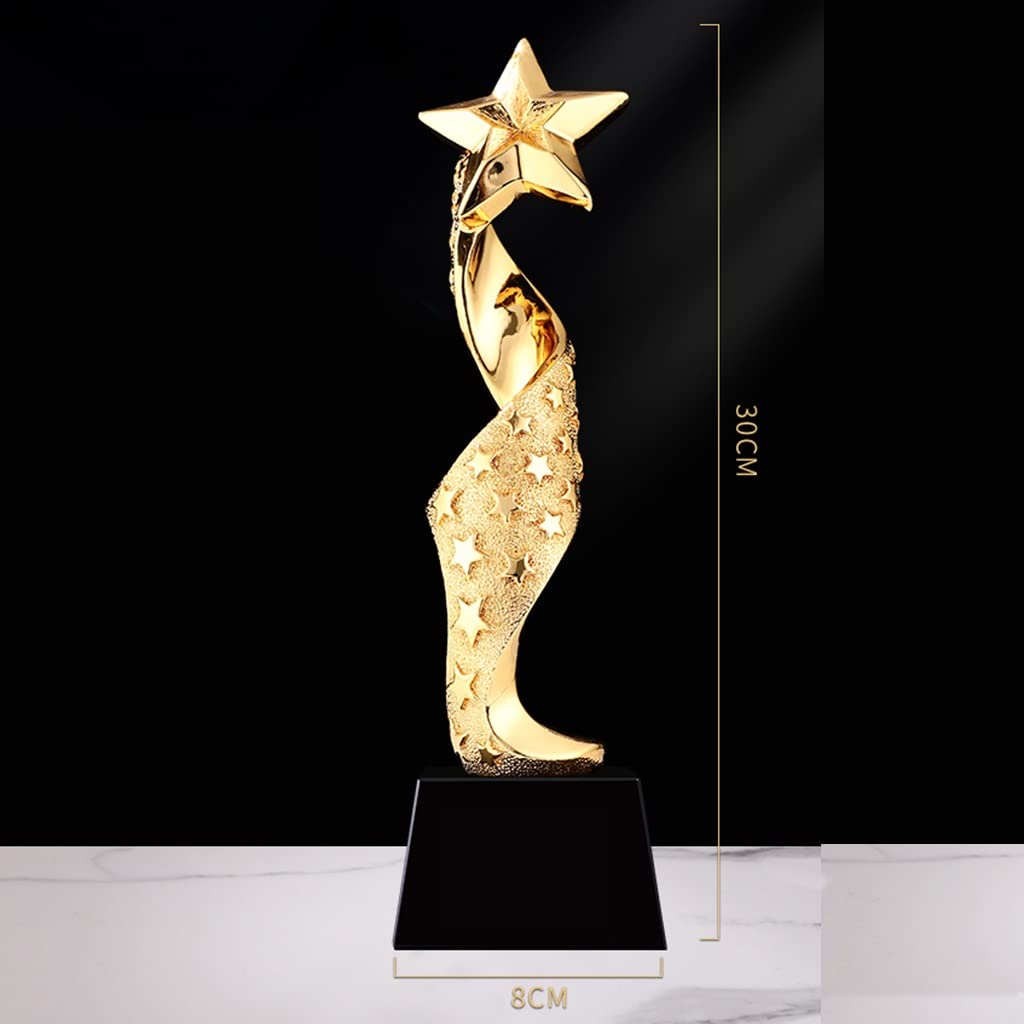 Trophées Trophée en Résine Dorée Trophée De Lettrage Créatif Cinq Étoiles Trophée du Concours Trophée d'honneur du Concours De Connaissances Scolaires Souvenirs Décoratifs Coupes