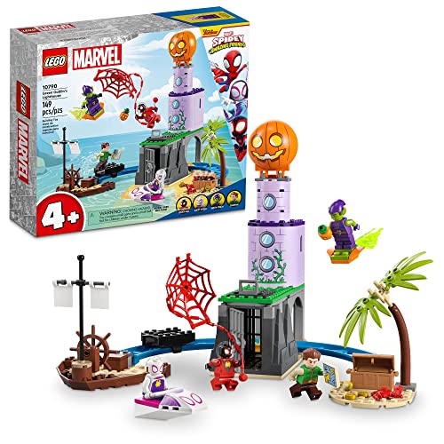 Image of LEGO Marvel Team Spidey at Green Goblin's Lighthouse 10790, Toy for Kids Ages 4+ with Pirate Shipwreck, Miles Morales Minifigure & More, Spidey and His Amazing Friends Series