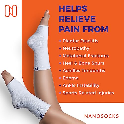 Image of NanoSocks Compression Socks for Women & Men (1 Pair) - BEST Ankle Brace Support Sleeve for Neuropathy, Plantar Fasciitis, Diabetic Foot Nerve Pain Relief - Toeless (Large, Black)
