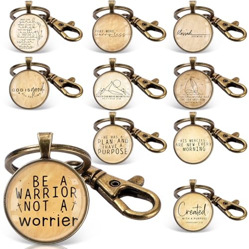 Image of Fumete Christian Keychain Bulk Bible Verse Religious Key Chains Scripture Quote Positive Gift for Women Men Church Pastor