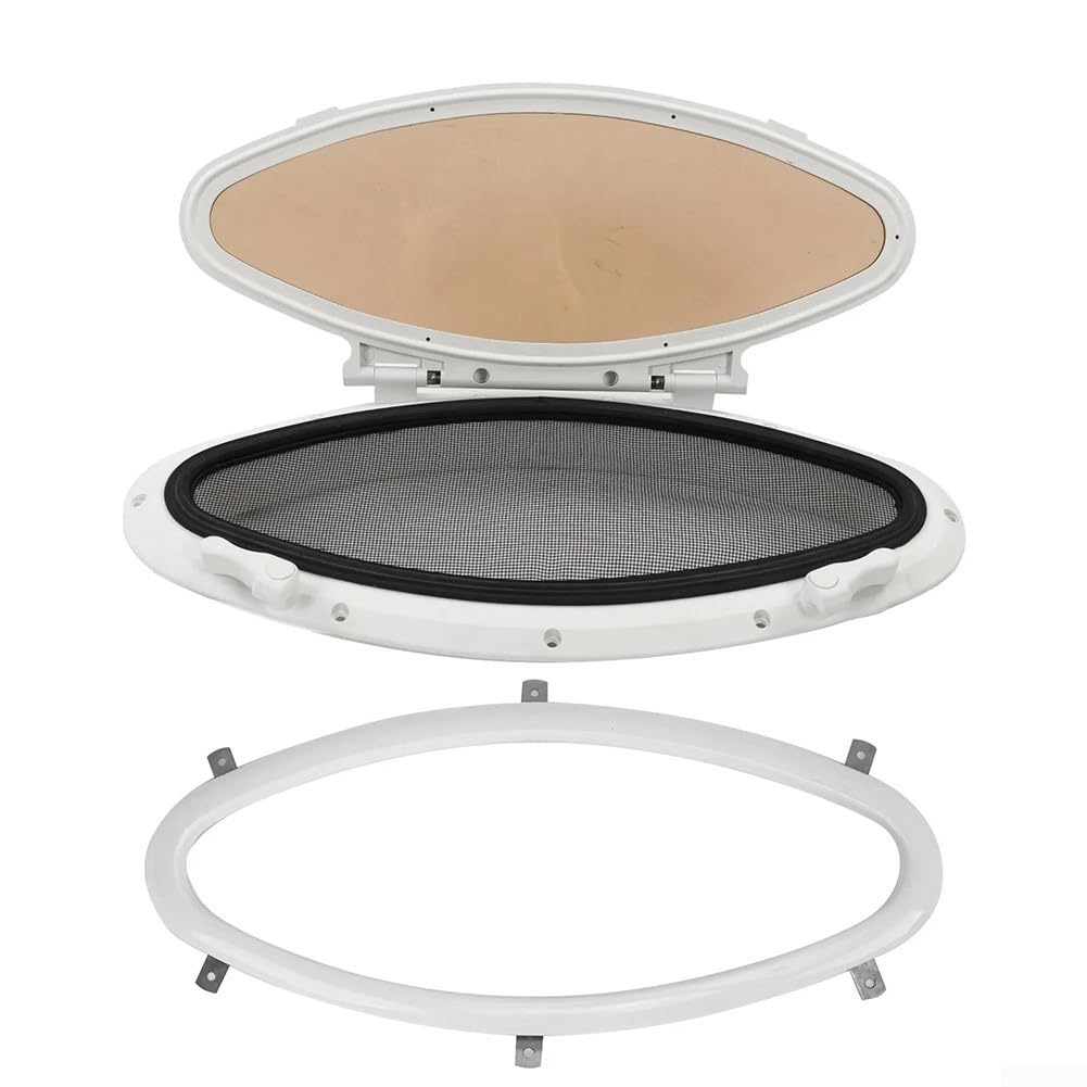 Ovales Bullauge, 470 x 210 mm, wasserdichtes Bootsfenster mit Bildschirm und Schaltergriff, ABS-Rahmen, für Yacht, Schiff, Wohnmobil, Kabinenlicht