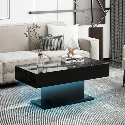 HedoAjim Led Coffee Table for Living Room, Living Room Table Rectangular Center Table, Modern High...