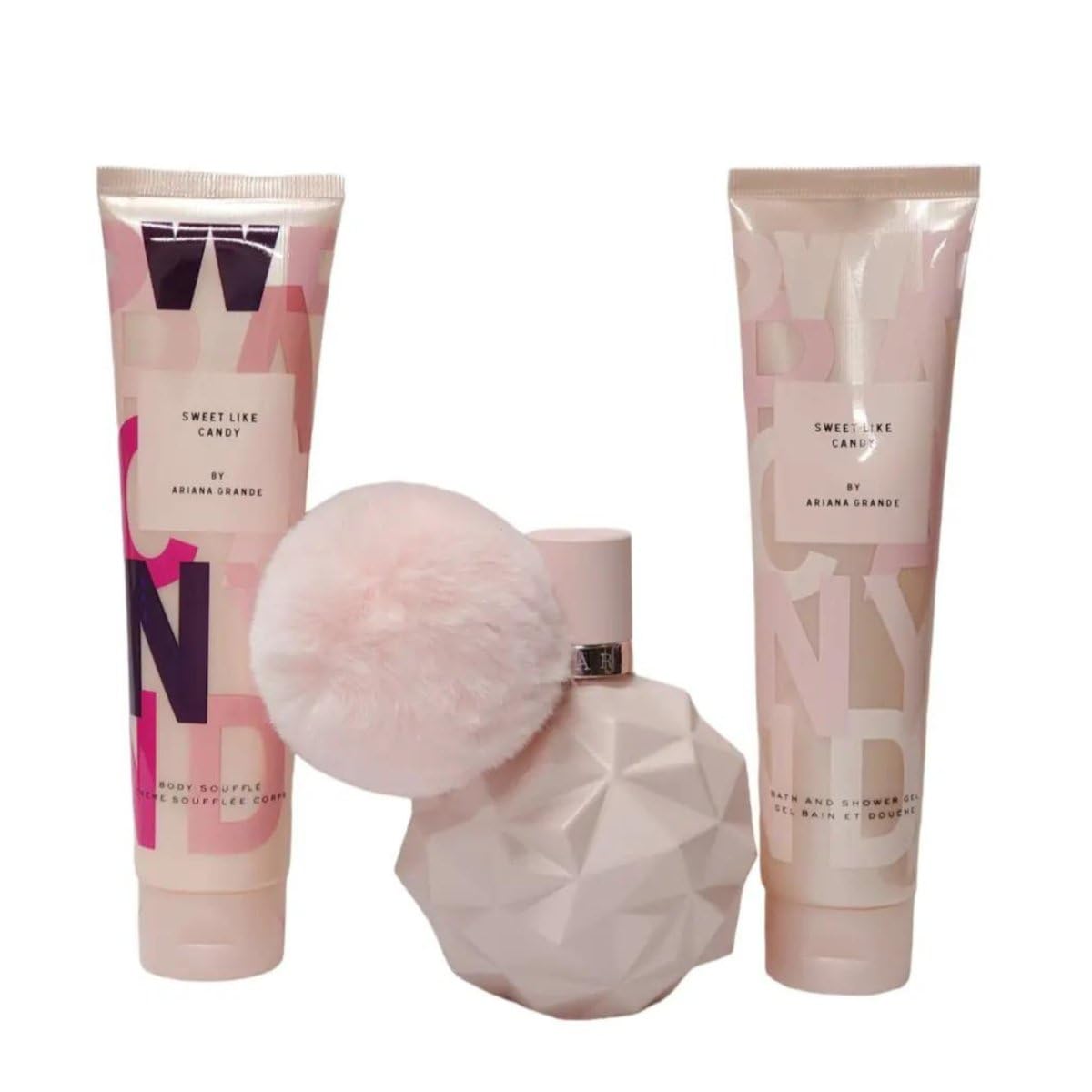3 Piece Gift Set for Women Sweet Like Candy EDP Spray 3.4 oz, Body Souffle 3.4 oz, Shower Gel 3.4 oz