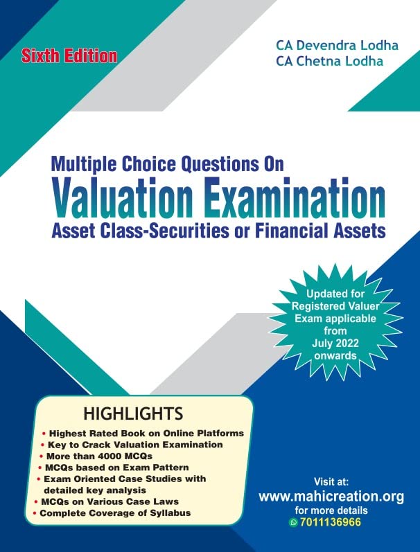 MCQs on Valuation Examination under Asset Class Securities or Financial Assets by Ca Devendra Lodha And Ca Chetna Lodha. 3