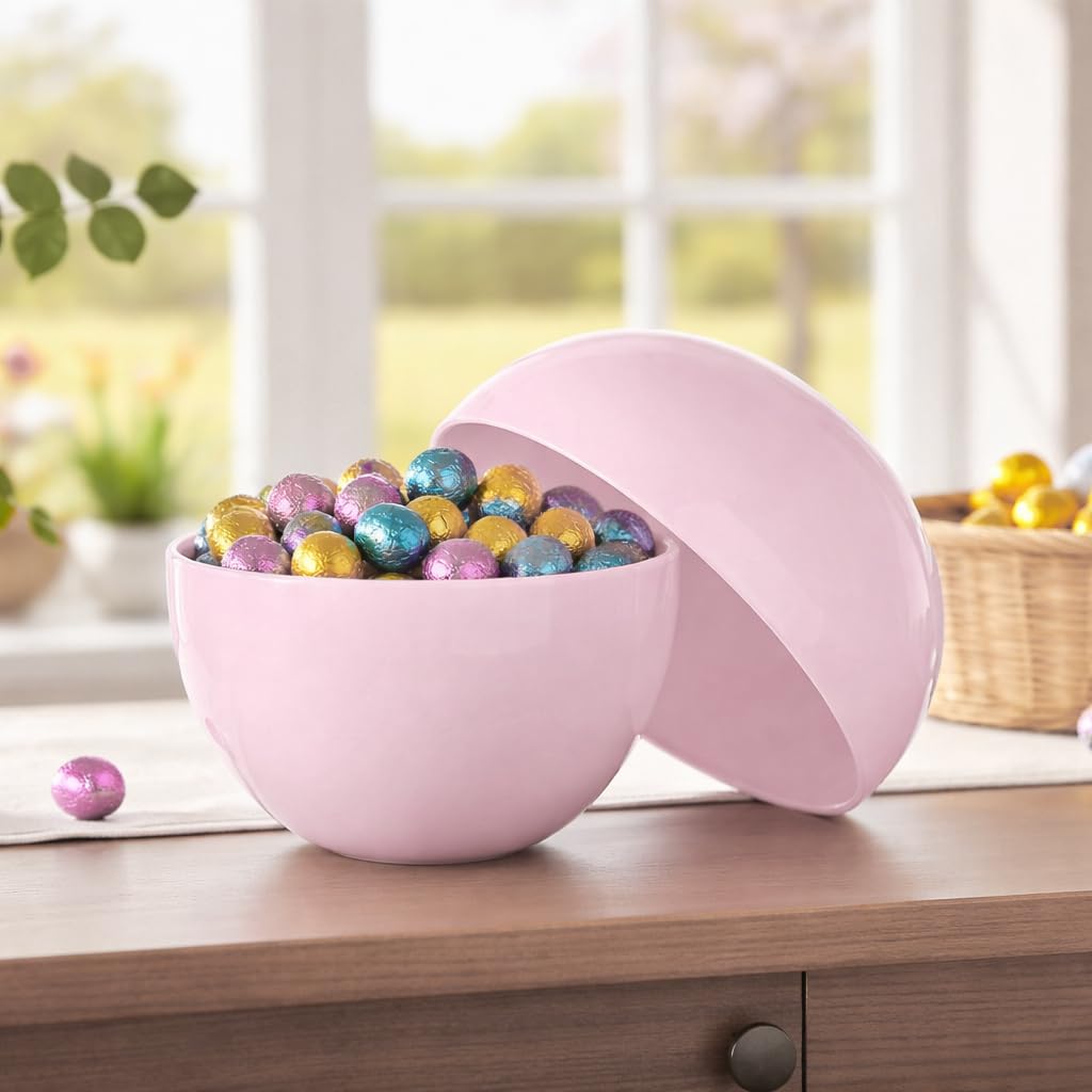 Eurowrap Extra Large Light Pink Jumbo Plastic Refillable Easter Egg 35.6cm – Giant Fillable Easter Egg for Hunts, Gifts, Toys & Treats